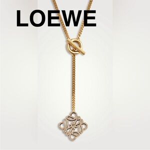 Loewe Gold Pavé Anagram Pendant Necklace